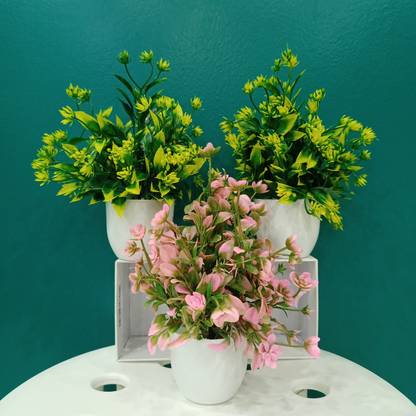 Decogreen Set of-3 MMTP GPG, Artificial Plant For Home, Office Decoration & Study Table Bonsai Artificial Plant  with Pot