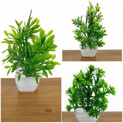 KGN STORE Set Of 4 Small Artificial flowers With Pot Wild Flower (15 cm)each Bonsai Wild Artificial Plant  with Pot