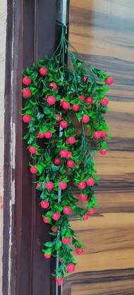 Nimkar's Artificial Cherry Hanging Bail/ Bunch/Fruits for Decoration with Hanging Hook Bonsai Artificial Plant