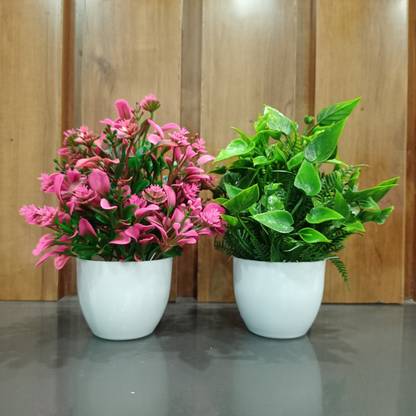 Decogreen 2,P MRP,NBP for Home, Office Living Room Interior Design Balcony Garden Bonsai Artificial Plant with Pot