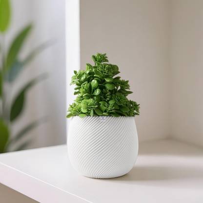 Heart Home 2 Pcs Indoor Artificial Plants with Pot for Shelf and Table Top | 4001 - White Wild Artificial Plant  with Pot
