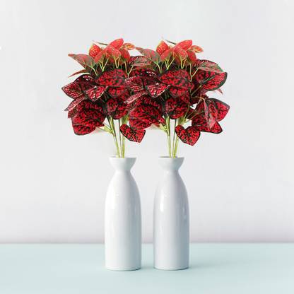 Preaura Set of 1| Red Leaves Money plant| Fresh & Original Looking | Pot not included Artificial Plant