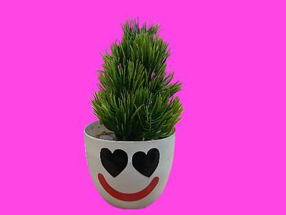 BZILO Cute Artificial Plants for Home Décor Emoji Varient Design Pack of 1 I34 Bonsai Wild Artificial Plant  with Pot