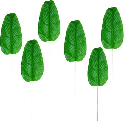 Curated Cart Artificial Banana Leaves for Home Decor, Pooja, Wedding Decorations- 6 Pcs Artificial Plant