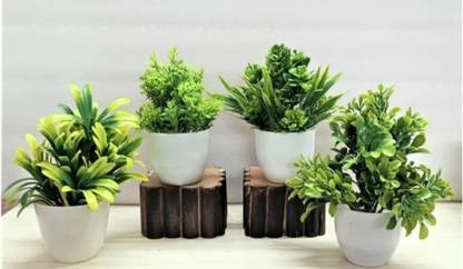 NAFCO Set of 4 Artificial Bonsai plants| Home|Office|Garden|Decoration Artificial Plant  with Pot