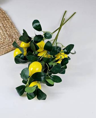 Satyam Kraft 6 Piece Artificial Lemon Plant Stick, Decor Ideal For Home,Office,Garden,&Indoor Artificial Plant