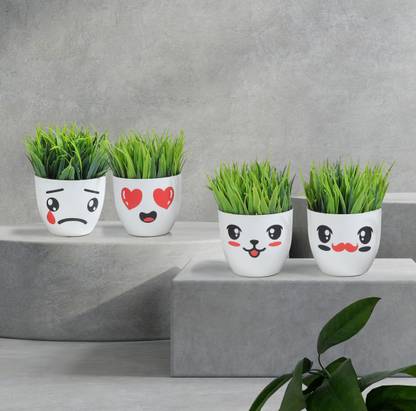 Mytronics MYT02 Green Grass 4 Pack Bonsai Artificial Plant  with Pot