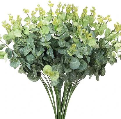 Bazaar Artificial Eucalyptus Bouquet, 16 Heads, 50 cm Tree Branches with Leaves, Faux Artificial Plant