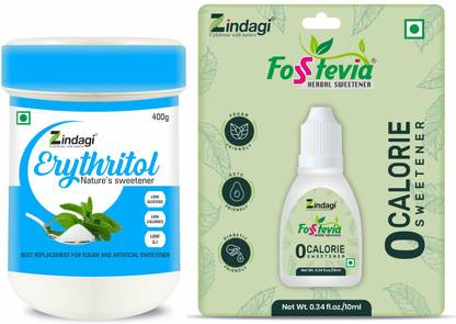 Zindagi Stevia Liquid With Erythritol Powder - Sugar Free Sweetener- (Best Combo) Sweetener