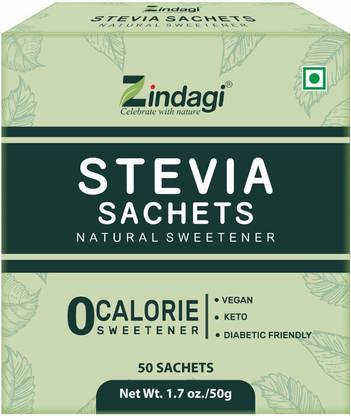 Zindagi Stevia Sachets - 100% Natural Sweetener - Pure Stevia Sugar Sachets - Sugar-Free Sweetener