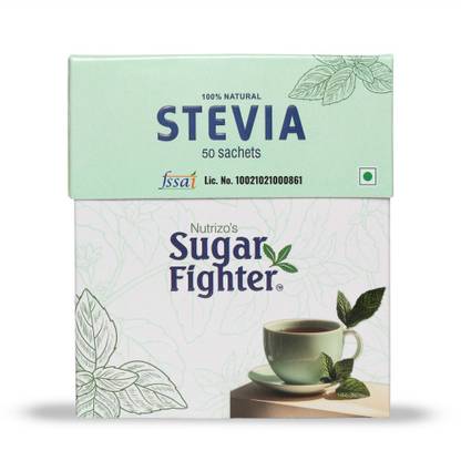 Nutrizo's Sugar Fighter Natural Sweetner Sugar Free Stevia Sachets - 50 Sweetener