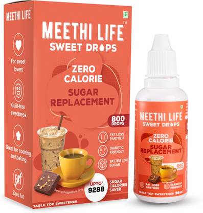 Meethi LIfe Sugar Free Zero Calorie Sugar substitute, Diabetic Friendly, 800 drops Sweetener