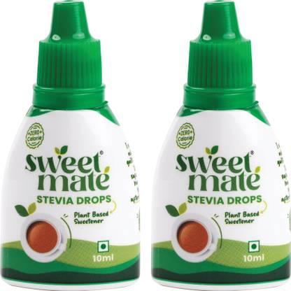 Sweetmate Stevia Drops 10ml| Plant-Based | Zero Cal | Sugar Substitute Pack of 2 Sweetener
