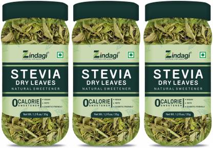 Zindagi Stevia Leaves - Dry Stevia Leaves - Stevia Dried Leaf - Sugarfree Stevia Leaf (Pack Of 3) Sweetener