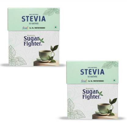 Nutrizo's Sugar Fighter Natural Sweetner Sugar Free Stevia Sachets - 50 | Pack of 2 Sweetener