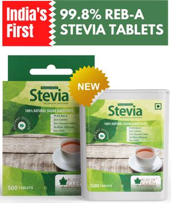 Bliss of Earth 99.8% REB-A Stevia Tablets, Natural & Sugarfree, Zero Calorie Sweetner, Quick Dissolve Pellets Sweetener