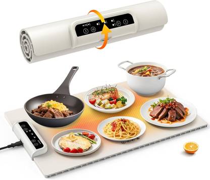 Clefairy Food Warming Mat, Electric Warming Tray-Upgraded Graphene Full Surface Heating White Silicone Ashtray