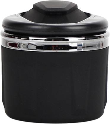 carfrill Portable Car Trash Can with Lid Smell Proof Ash Tray with Illuminated Led Lights Black Ceramic Ashtray