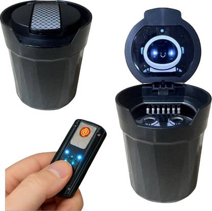 FLAMEMATE Black Plastic Ashtray
