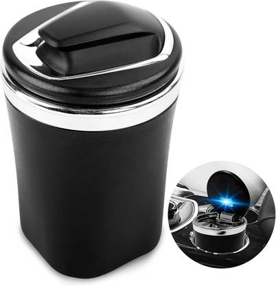 Srikrishna Car Ashtray Black Matte Portable Anti-Slip Rubber with LED Light for BMW Black Plastic Ashtray