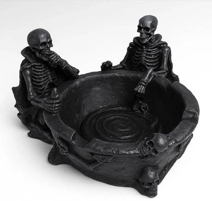 Inara Creation Resin Material 2 Skeleton Skull Black Polyresin Ashtray