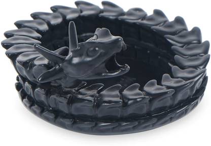 ARTARIUM Resin Snake Dragon Ashtray For Indoor, Ash Trays For Smoking For Home Black Polyresin Ashtray