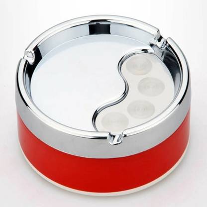 aum sHAKTI CREATION Plastic ashtray Red Plastic, Aluminium Ashtray
