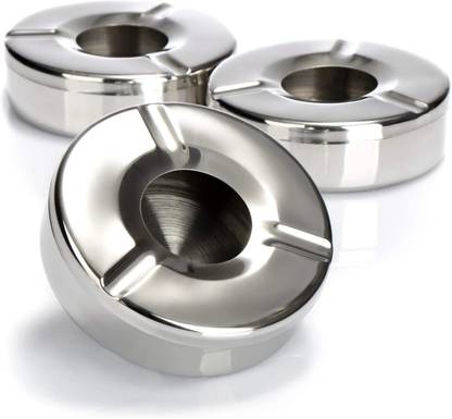 Anne-kee Silver Stainless Steel Ashtray
