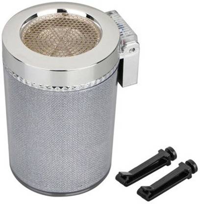 Hoodinter Ashtray with Detachable LID Multicolor LED for All Car Cup Holder & A/C Vent Silver Stainless Steel Ashtray
