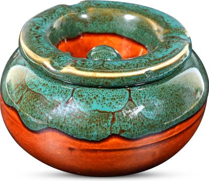 Amoorcart Ceramic Ashtray, Ash Tray For Cigarettes Smoking, E-cigarettes, Cigarette Holder Green Ceramic Ashtray