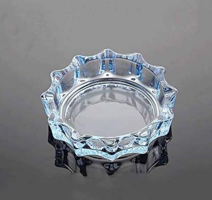 OFM Round Shape Clear Glass Ashtray for Cigar/Cigarette -Unique Clear Glass Ashtray