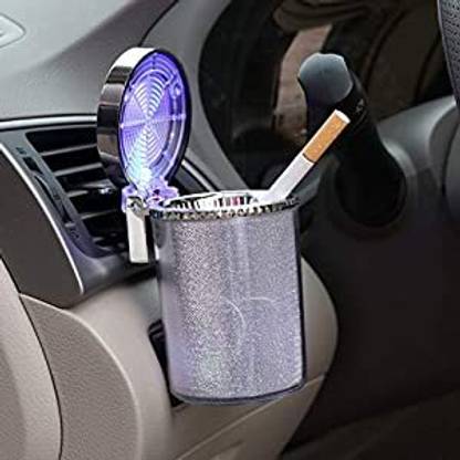 Ride2joy Car Ashtray , Auto Ashtray With LED Light, Mini Car Trash Can, Portable Ashtray Silver Plastic Ashtray