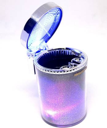 CCE Car Cigarette Ashtray Silver Body with Multicolour LED Light Silver Plastic, Carbon Steel, Copper Ashtray