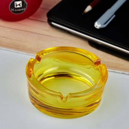 Kookee Glass Ashtray for Cigarettes Yellow Glass Ashtray