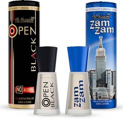 Al Nuaim Open Black and Zam Zam(Combo Pack) Floral Attar