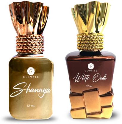 GLOWSIK Shanaya & White Oudh | Unisex NonAlcoholic Combo Roll-On |12ML Each Floral Attar Floral Attar