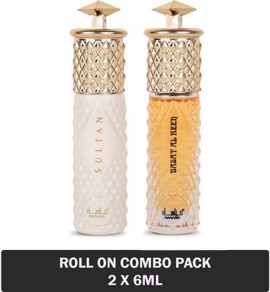 Manasik Sultan & Basat Al Reeh For Men, Soothing Fragrance, Long Lasting Roll on Itra Floral Attar