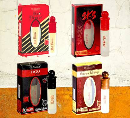 Al-Nuaim RED DESIRE & SKS & FIGO BLACK & BROWN MIRAGE (PACK OF 4) Floral Attar
