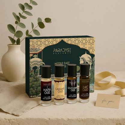paradyse perfumes Middle East Oud Attar | Set of 4 | 24ML| Long-Lasting & Natural, Alcohol Free Floral Attar