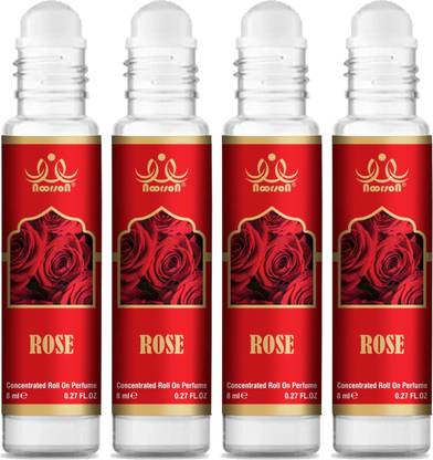 Noorson Rose Attar Perfume for Unisex Natural Long Lasting Attar 8 ML Each PACK OF 4 Floral Attar