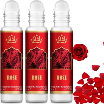 Noorson Rose Attar Perfume for Unisex Natural Long Lasting Attar 8 ML Each PACK OF 3 Floral Attar