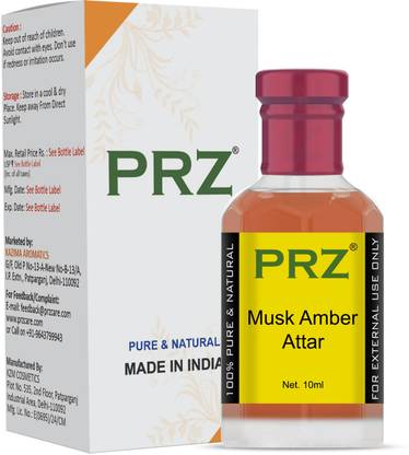 PRZ Musk Amber Attar Roll-on For Unisex (10 ML) - Pure Natural Premium Quality Perfume (Non-Alcoholic) Floral Attar