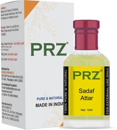 PRZ Sadaf Attar Roll-on For Unisex (10 ML) - Pure Natural Premium Quality Perfume (Non-Alcoholic) Floral Attar