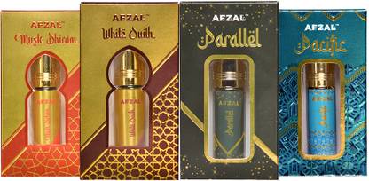 AFZAL WHITE OUDH MUSK DHIRAM PARALLEL PACIFIC 24ML ROLLL ON PK4 Floral Attar