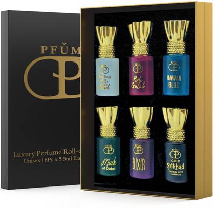Parag Fragrances Roll-On Attar Perfume Gift Set For Unisex 6Pcx5.5ml Each Total 33ml Floral Attar