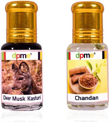 dpme DEER MUSK KASTURI & CHANDAN Perfume Roll on Combo Long Lasting 6 ML Each Herbal Attar