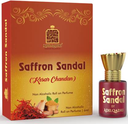 Adilqadri Saffron Sandal (Kesar Chandan) Premium Quality Non Alcoholic Roll-On Attar 6 ML Floral Attar