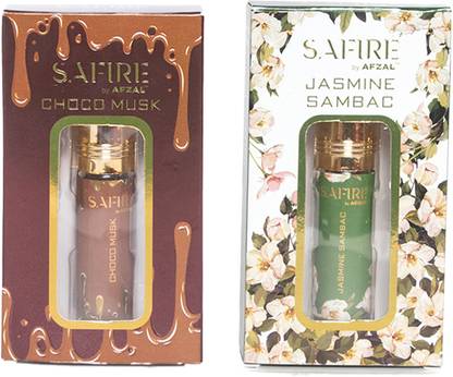 AFZAL SAFIRE CHOCO MUSK & JASMINE SAMBAC ATTAR (COMBO PACK 6ML*2) ROLL-ON Floral Attar