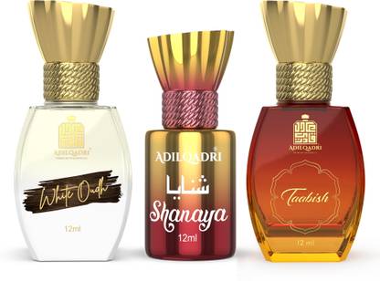 Adilqadri White Oudh, Shanaya & Taabish | Non-Alcoholic Roll-On | Pack of 3 - 12ML Each Floral Attar