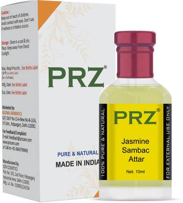 PRZ Jasmine Sambac Attar Roll-on For Unisex (10 ML) - Pure Natural Premium Quality Perfume (Non-Alcoholic) Floral Attar